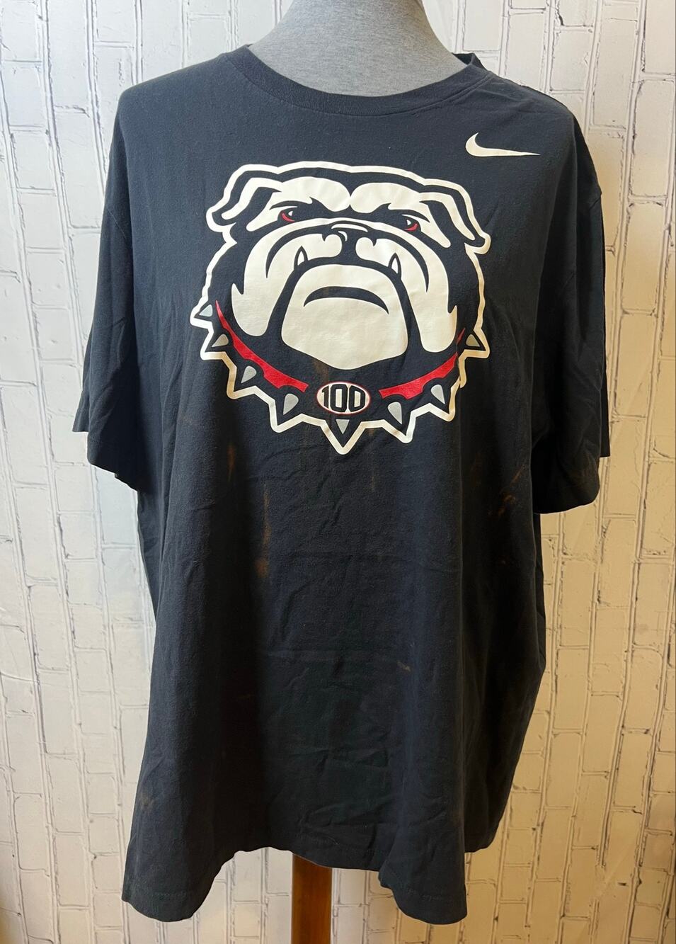Nike Georgia Bulldogs UGA 100 Bulldog T Shirt Men XXL Black Distressed